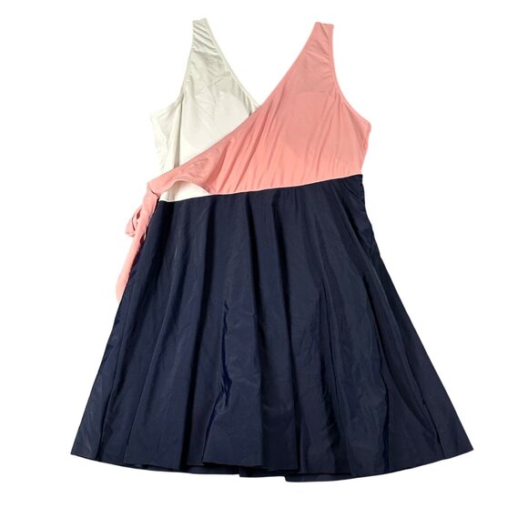 Zaful US 8-10 One Piece Swimdress Swimsuit Color Block V-Neck Wrap Tie Side NWT - Picture 9 of 13